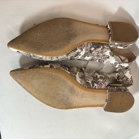 HISPANITAS Sz 38 Pointy Toe Floral Snake Embossed Made in Spain Sling Back Flats - Picture 8 of 9